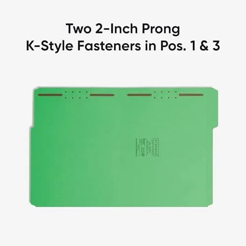 SMEAD Fastener File Folder with Prongs, 3 Tab Letter Size | Green 50 Pack, 11-5/8 x 9-1/2 inches thumbnail 6