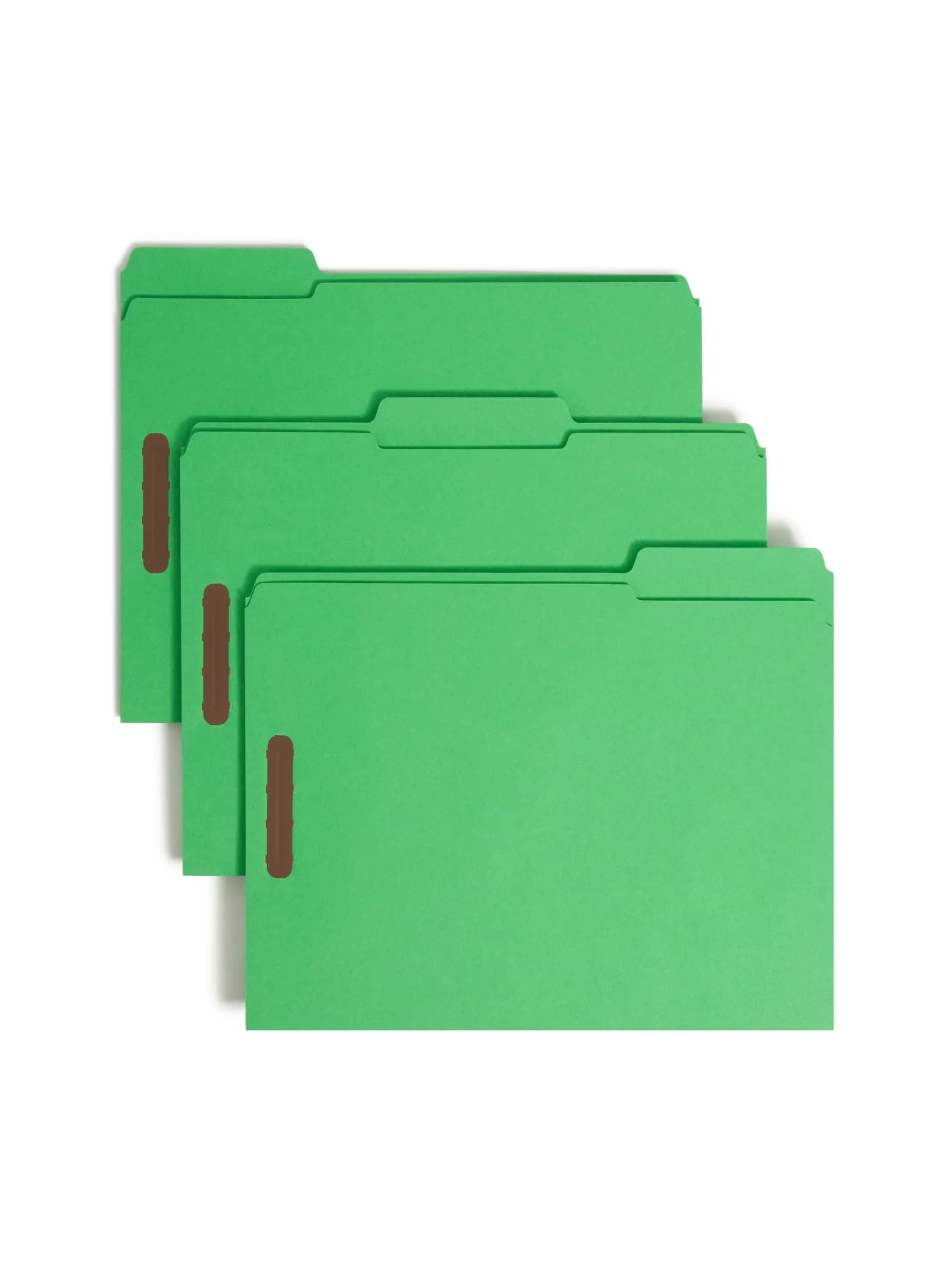 SMEAD Fastener File Folder with Prongs, 3 Tab Letter Size | Green 50 Pack, 11-5/8 x 9-1/2 inches