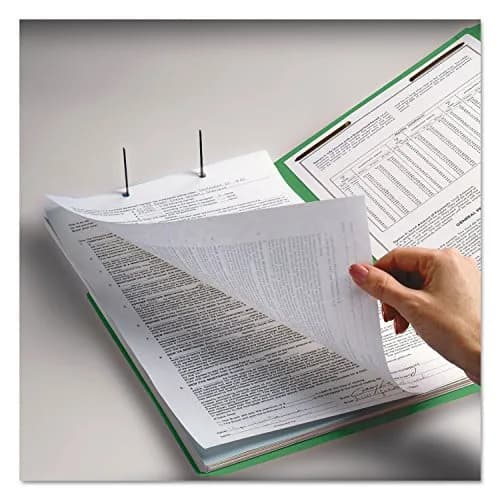 SMEAD Fastener File Folder with Prongs, 3 Tab Letter Size | Green 50 Pack, 11-5/8 x 9-1/2 inches thumbnail 2