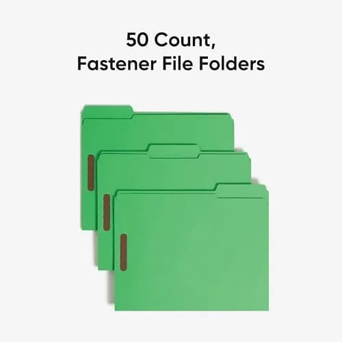 SMEAD Fastener File Folder with Prongs, 3 Tab Letter Size | Green 50 Pack, 11-5/8 x 9-1/2 inches thumbnail 4