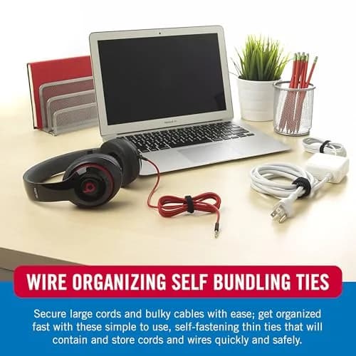 VELCRO Brand ONE-WRAP Cable Ties, 8in x 1/2in, Black, 25 Pack | Reusable Wire & Cord Organizer thumbnail 3