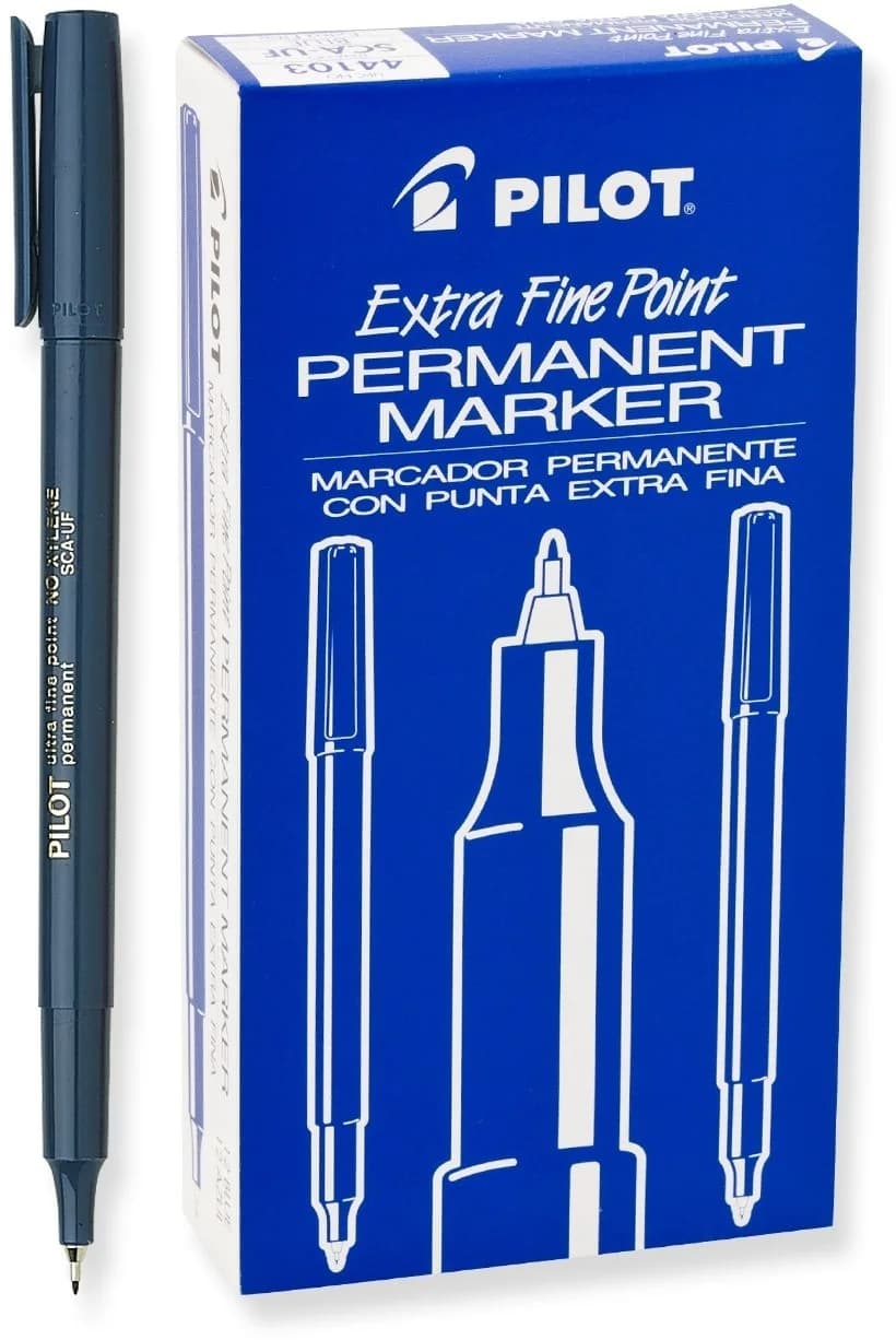 PILOT Extra Fine Point Permanent Markers, Blue Ink, 12-Pack | Precise, Xylene-Free, Permanent on Most Surfaces - main product image