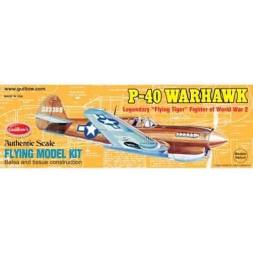 Guillow's Curtiss P-40 Warhawk Model Kit | WWII Airplane Scale Replica (13.7 in / 35 cm wingspan) thumbnail 1