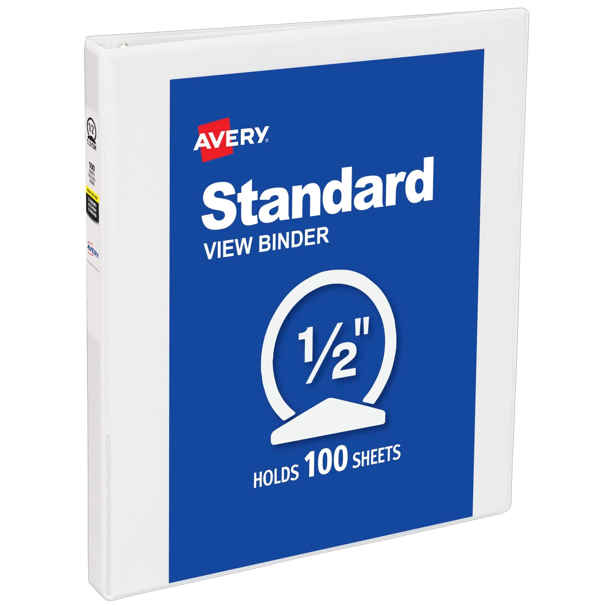 Avery Standard View 3 Ring Binder, 0.5" Round Rings, 1 White Binder | Holds 100 Sheets - main product image