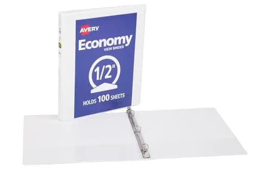 Avery Standard View 3 Ring Binder, 0.5" Round Rings, 1 White Binder | Holds 100 Sheets thumbnail 7