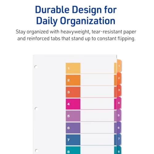 Avery Ready Index Table of Contents Dividers, 8-Tab, Color, 24 Sets | Printable & Reinforced for Professional Organization thumbnail 8