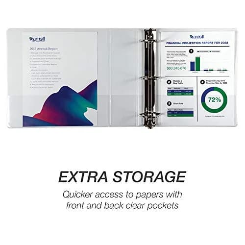 Samsill 4 Inch D-Ring Binder, White | 700-Sheet Capacity, 100% Recycled Chipboard, Archival Safe thumbnail 4