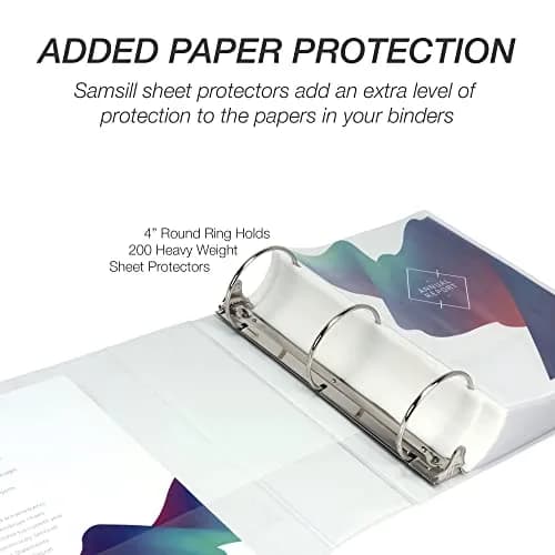 Samsill 4 Inch D-Ring Binder, White | 700-Sheet Capacity, 100% Recycled Chipboard, Archival Safe thumbnail 7