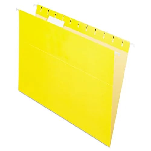 Pendaflex Recycled Hanging Folders Letter Size Yellow 1/5 Cut | Eco-Friendly Office Filing thumbnail 1