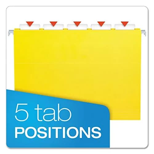 Pendaflex Recycled Hanging Folders Letter Size Yellow 1/5 Cut | Eco-Friendly Office Filing thumbnail 5
