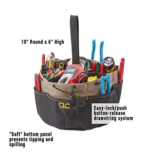 Custom Leathercraft CADDY 18-Pocket Drawstring Bucket Bag, Black | Organizes Tools & Accessories thumbnail 2