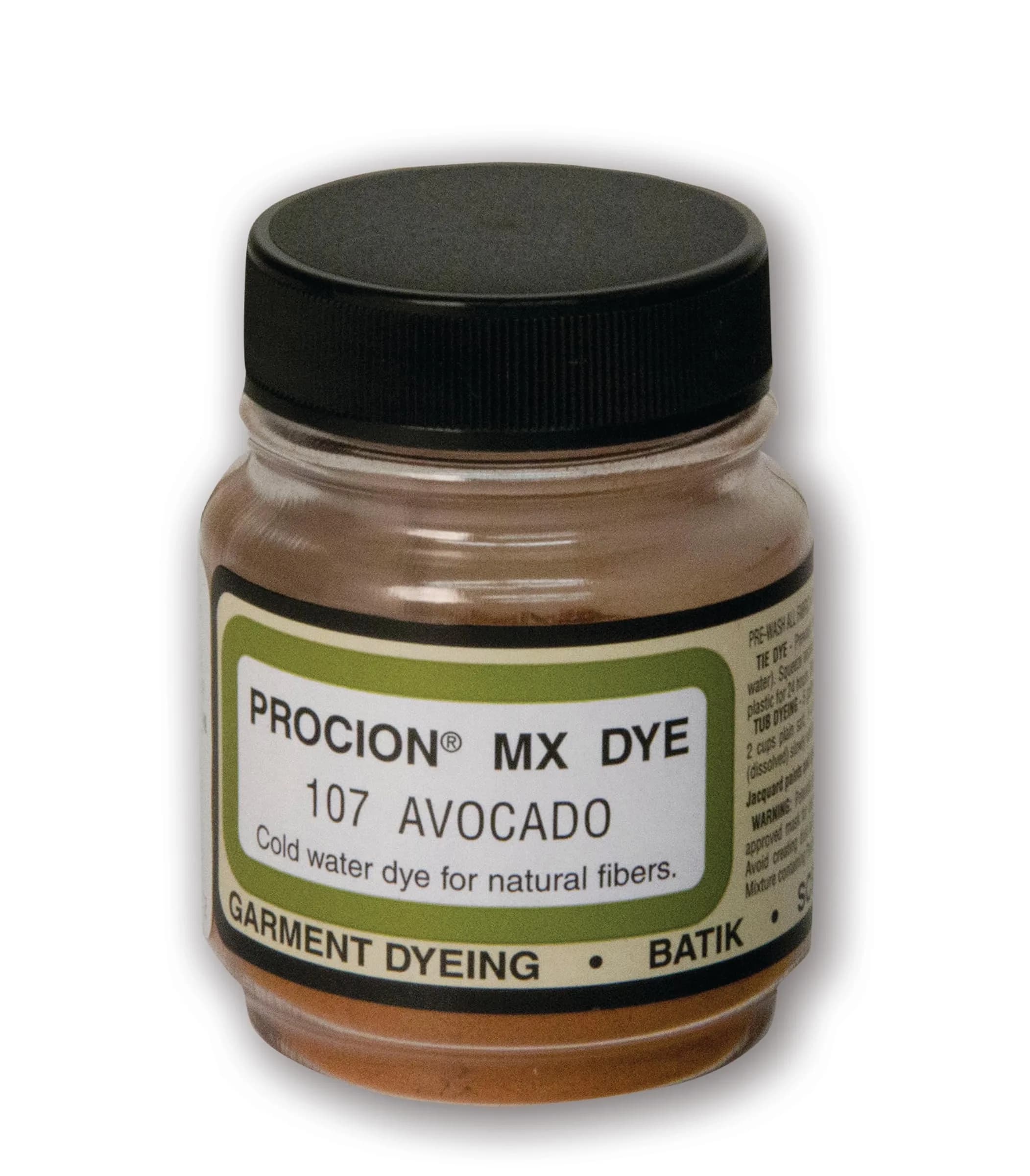 Jacquard Procion MX Dye Set 13 Colors (2/3 oz each) + 2lb Soda Ash | Fiber Reactive Cold Water Dye for Cotton, Linen, Rayon — Avocado / 2/3 fl oz