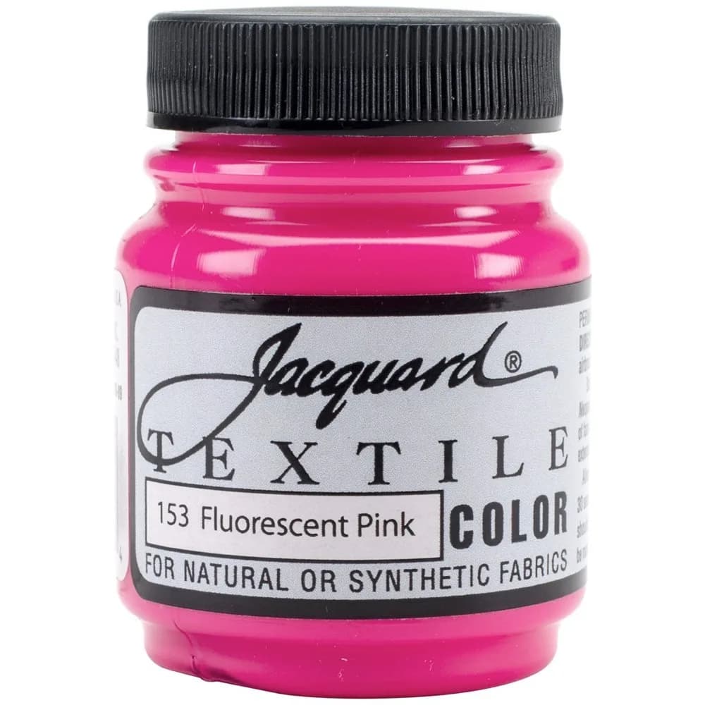 Jacquard Textile Paint Orange 66ml (2.25 Fl Oz) | Permanent Fabric Paint for Clothes, Shoes, Upholstery — Fluorescent Pink / 2.25 Fl Oz