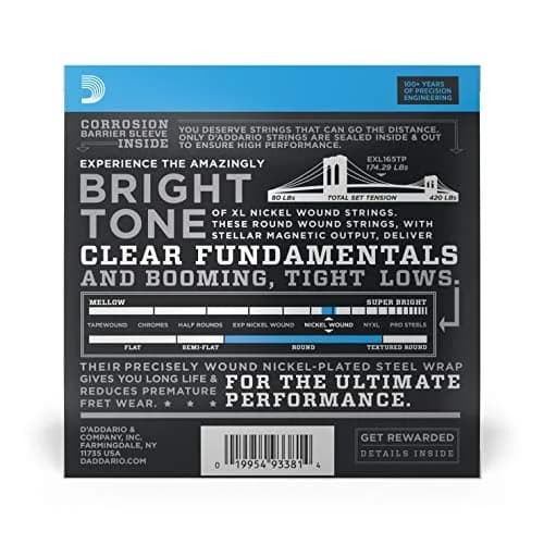 D'Addario XL Nickel Bass Guitar Strings 45-105 (2 Sets, Long Scale) | Bright Tone, Consistent Feel thumbnail 2