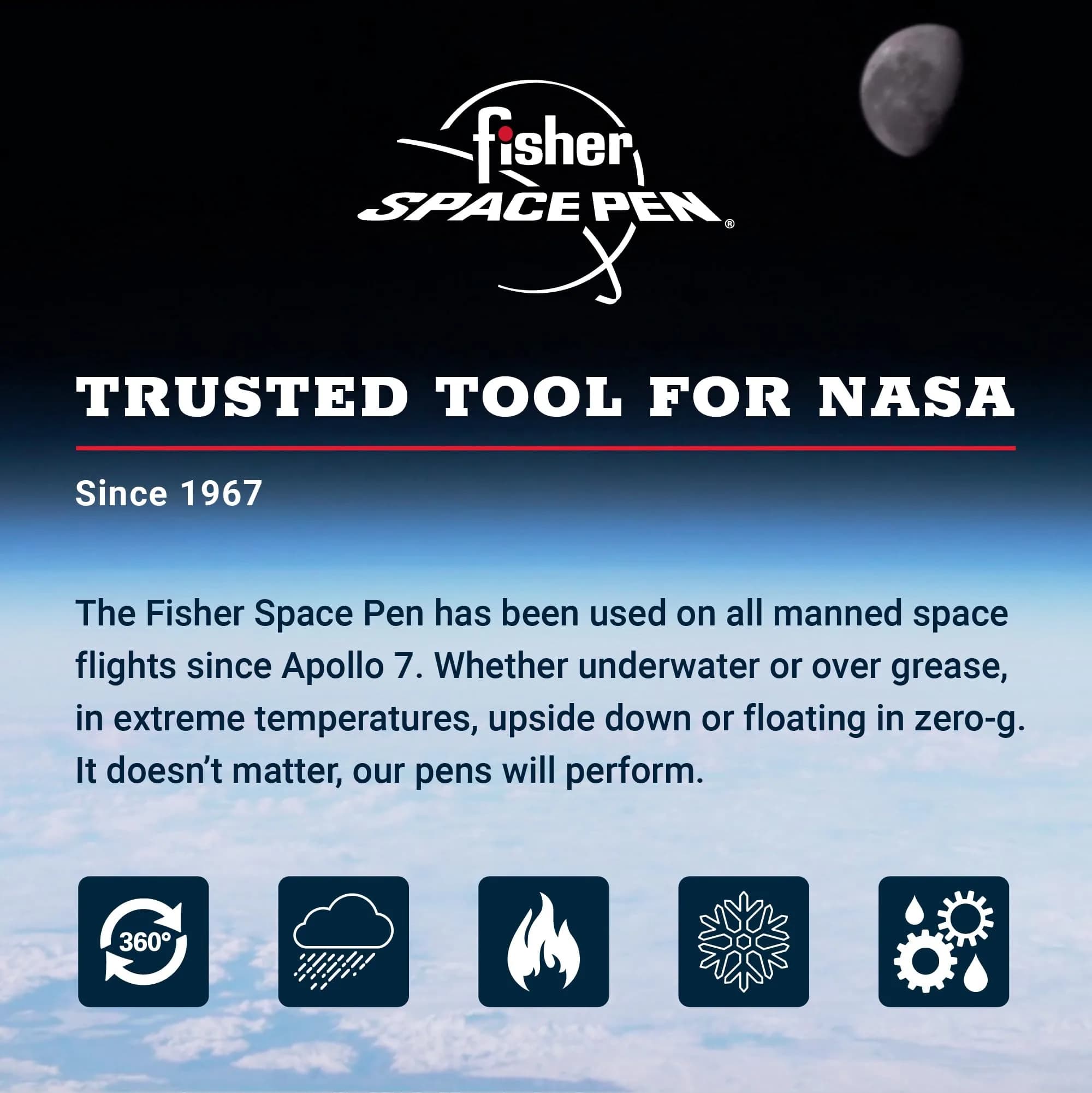 Fisher Space Pen Solar Flare Gold Titanium Nitride Bullet Pen 10.6 mm (0.42 in) | Writes Upside Down & in Extreme Temperatures — Chrome Shuttle Emblem thumbnail 4
