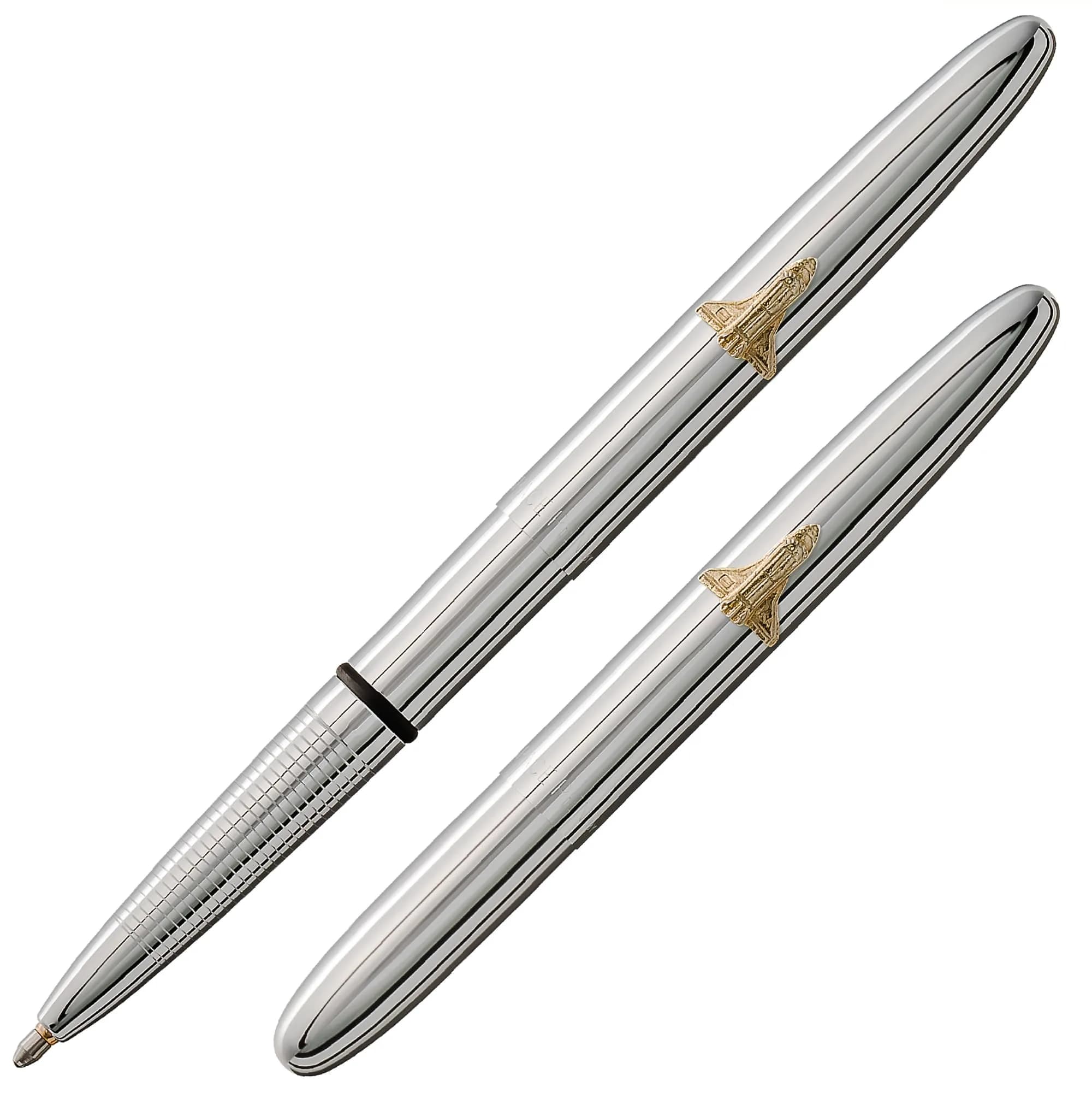 Fisher Space Pen Solar Flare Gold Titanium Nitride Bullet Pen 10.6 mm (0.42 in) | Writes Upside Down & in Extreme Temperatures — Chrome Shuttle Emblem thumbnail 1