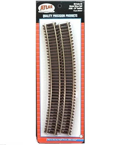 Atlas HO Scale Code 83 Snap Track 24" Radius Curve Sections (6-Pack, 16 Pieces Total) | Nickel Silver Rail thumbnail 1