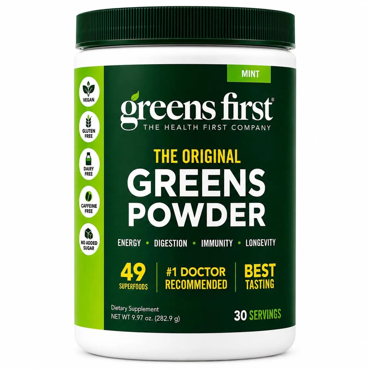 Greens First Original Greens Powder, Mint, 8.96 Ounce (Pack of 1) | 49 Superfoods & Digestive Support — Mint