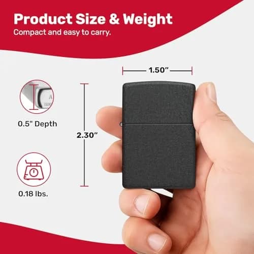 Zippo Classic Black Crackle Pocket Lighter - Windproof & Refillable Metal Lighter | Everyday Use, Made in USA thumbnail 3