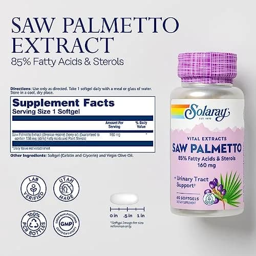 SOLARAY Saw Palmetto Extract 60 Softgels | Prostate & Urinary Support in India thumbnail 2