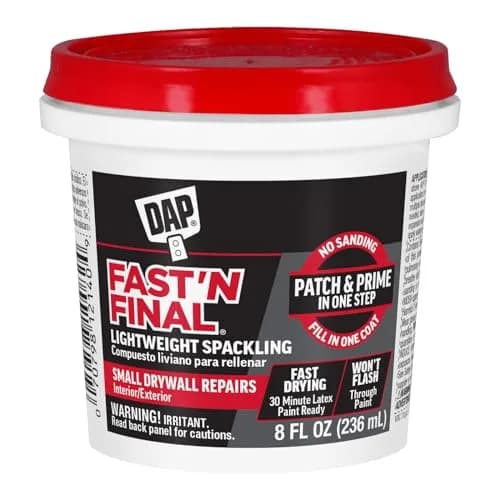 DAP Fast 'N Final Lightweight Spackling Paste White 227 g (8 Oz) | Patch and Prime in One Step thumbnail 1