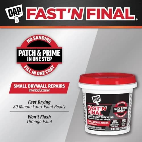 DAP Fast 'N Final Lightweight Spackling Paste White 227 g (8 Oz) | Patch and Prime in One Step thumbnail 2