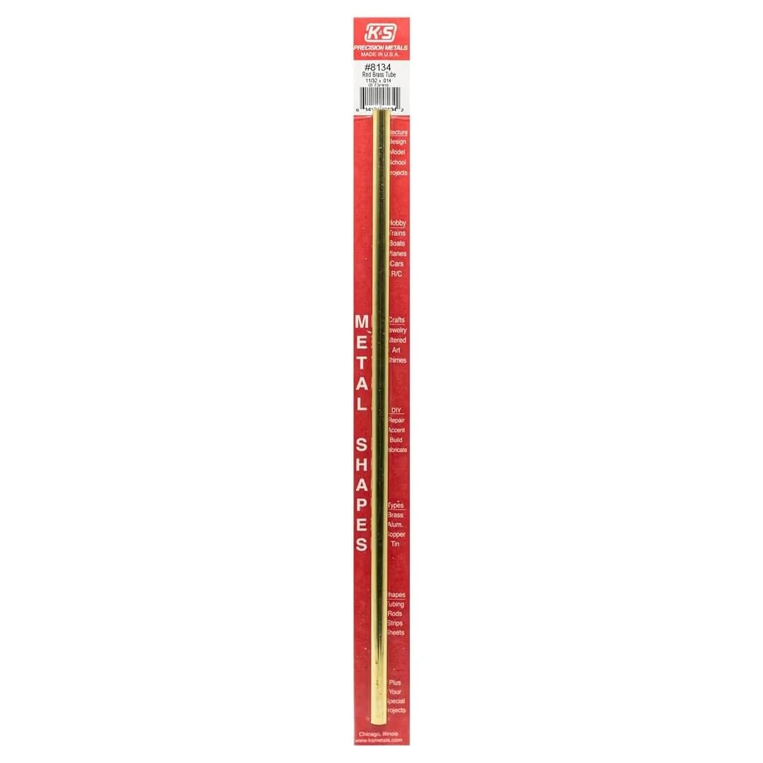 K&S Precision Metals Round Brass Tube 11/32" OD x 0.014" Wall x 12" Long | Precision Metal Tubing for Crafts & Projects