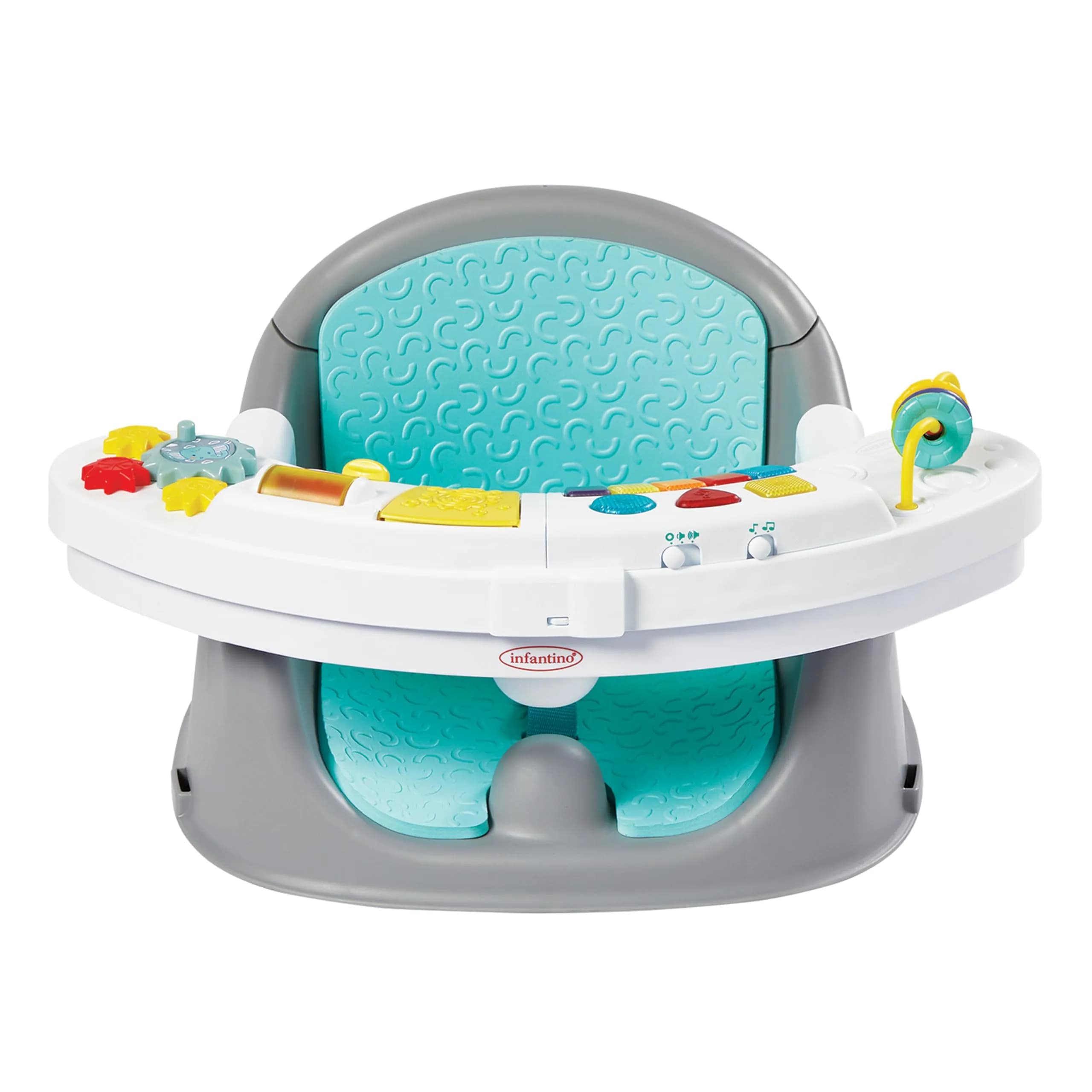 Infantino Music & Lights 3-in-1 Discovery Seat & Booster, Teal | Grows from play to mealtime - main product image