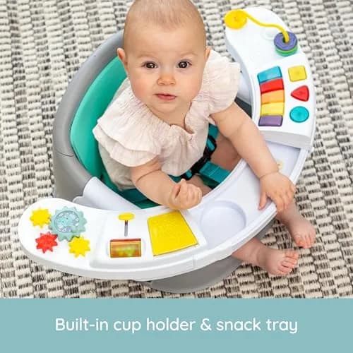 Infantino Music & Lights 3-in-1 Discovery Seat & Booster, Teal | Grows from play to mealtime thumbnail 4