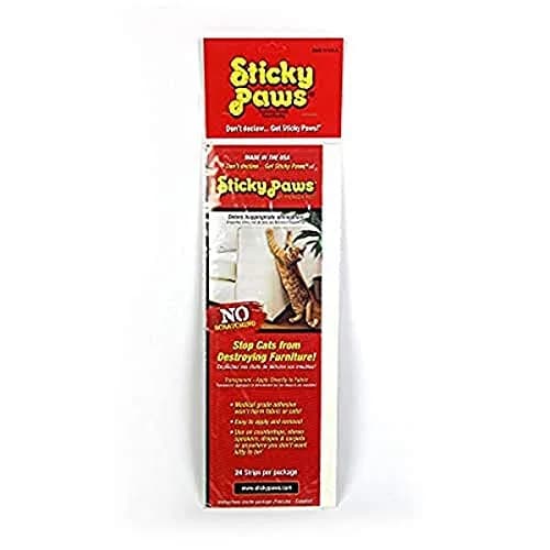 Pioneer Pet Sticky Paws Cat Training Aid - Deter Scratching - Transparent Sticky Sheets (2" x 12") thumbnail 1