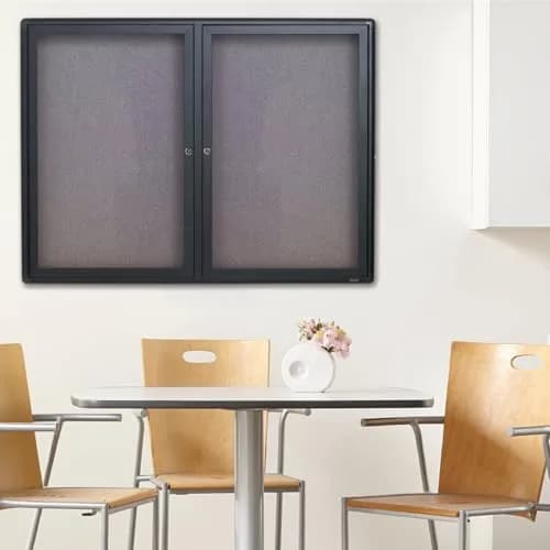Quartet 6' x 4' Enclosed Fabric Bulletin Board with Lockable Doors | Graphite Frame thumbnail 5