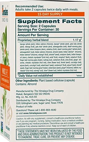 Himalaya MindCare Nootropic Brain Supplement 1170 mg 60 Capsules | Supports Memory, Focus & Clarity thumbnail 2