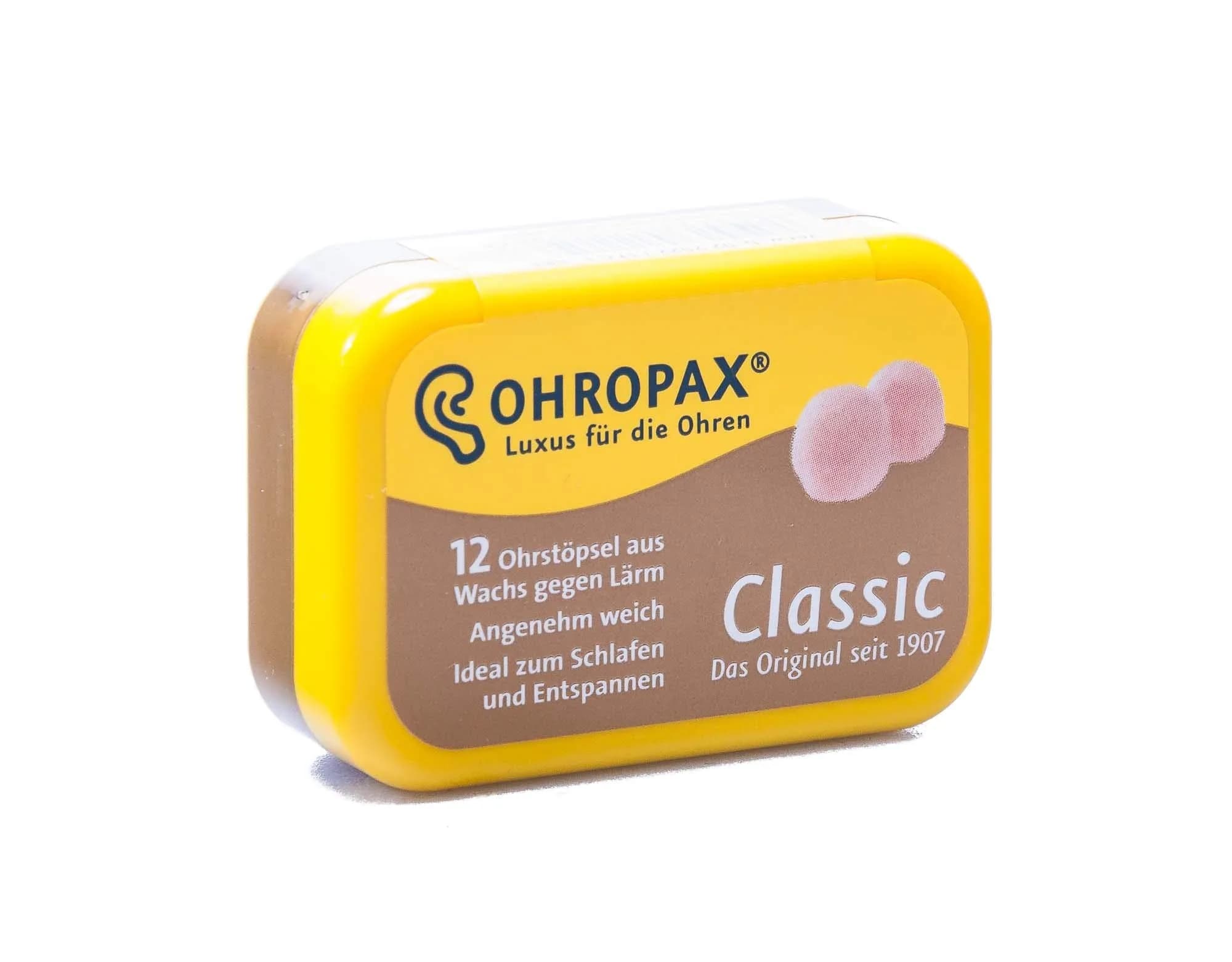 OHROPAX Wax Ear Plugs, 12 Pair | Noise Reduction 23dB, Water Protection for Swimmers - main product image