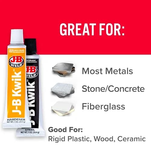 J-B Weld KwikWeld Quick Setting Steel Reinforced Epoxy 2 oz (59 ml) | Fast-Setting Metal Repair Adhesive thumbnail 4