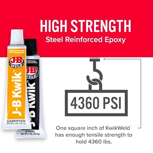 J-B Weld KwikWeld Quick Setting Steel Reinforced Epoxy 2 oz (59 ml) | Fast-Setting Metal Repair Adhesive thumbnail 3