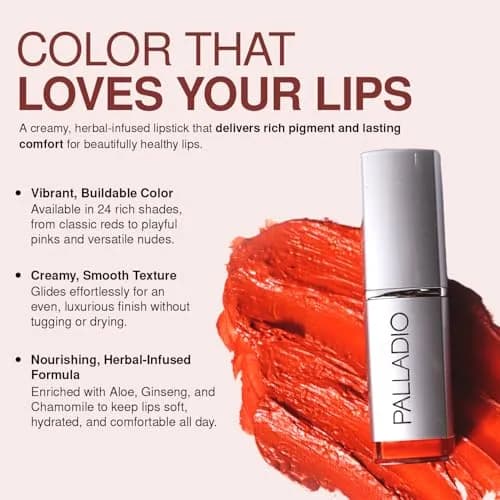Palladio Herbal Lipstick Surely Pink Creamy Long-Lasting | 3.7g (0.13 Oz) thumbnail 9