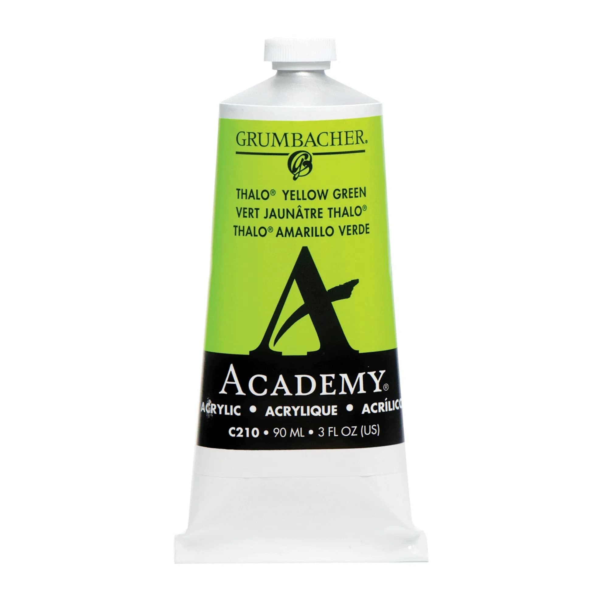 Grumbacher Academy Acrylic Paint, Gloss, 90ml (3.04 Fl Oz) | ASTM Lightfastness 1-Excellent — Thalo Yellow Green / Greens