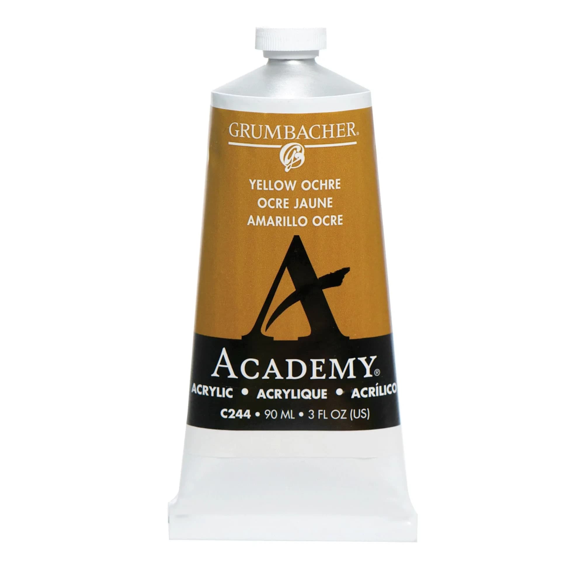 Grumbacher Academy Acrylic Paint Gloss Yellow Ochre Light Hue 90ml (3 Fl Oz) | ASTM Lightfast Rating 1-Excellent