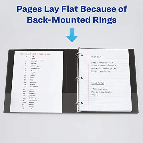 Avery Standard 3 Ring Binder, 1" Round Rings, Black | Light Workload Organizer thumbnail 6