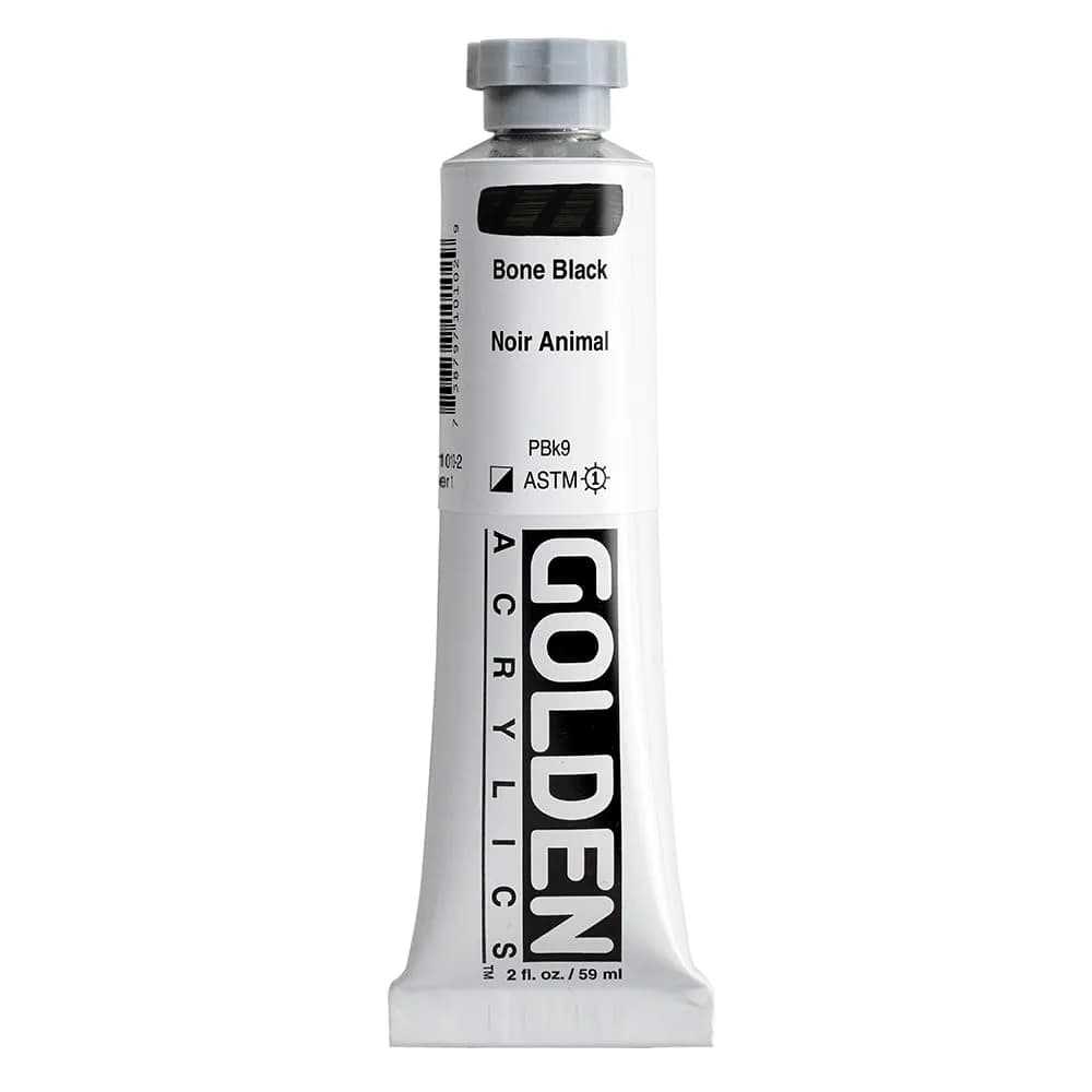GOLDEN Heavy Body Acrylic Paint Carbon Black 59ml (2 fl. oz.) | ASTM Lightfastness I — Bone Black / 2 Fl Oz