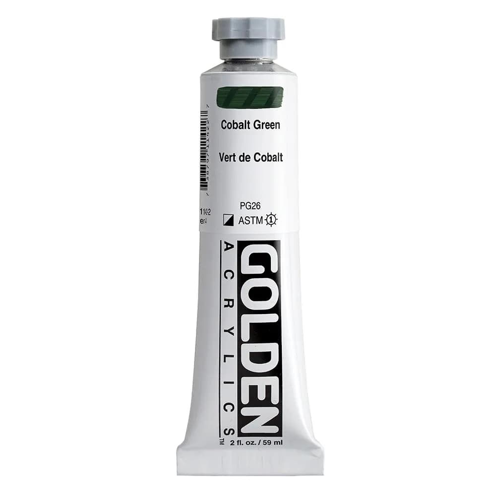 GOLDEN Heavy Body Acrylic Paint Carbon Black 59ml (2 fl. oz.) | ASTM Lightfastness I — Cobalt Green / 2 Fl Oz