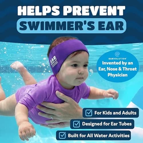 Ear Band-It Original Swimming Headband Purple Large | Doctor-Invented Ear Protection for Water Sports & Sensory Support thumbnail 2