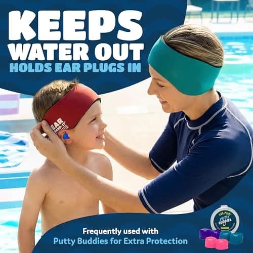 Ear Band-It Original Swimming Headband Large Magenta | Doctor-Invented, Sensory-Friendly, Keeps Ears Dry & Holds Earplugs In thumbnail 3