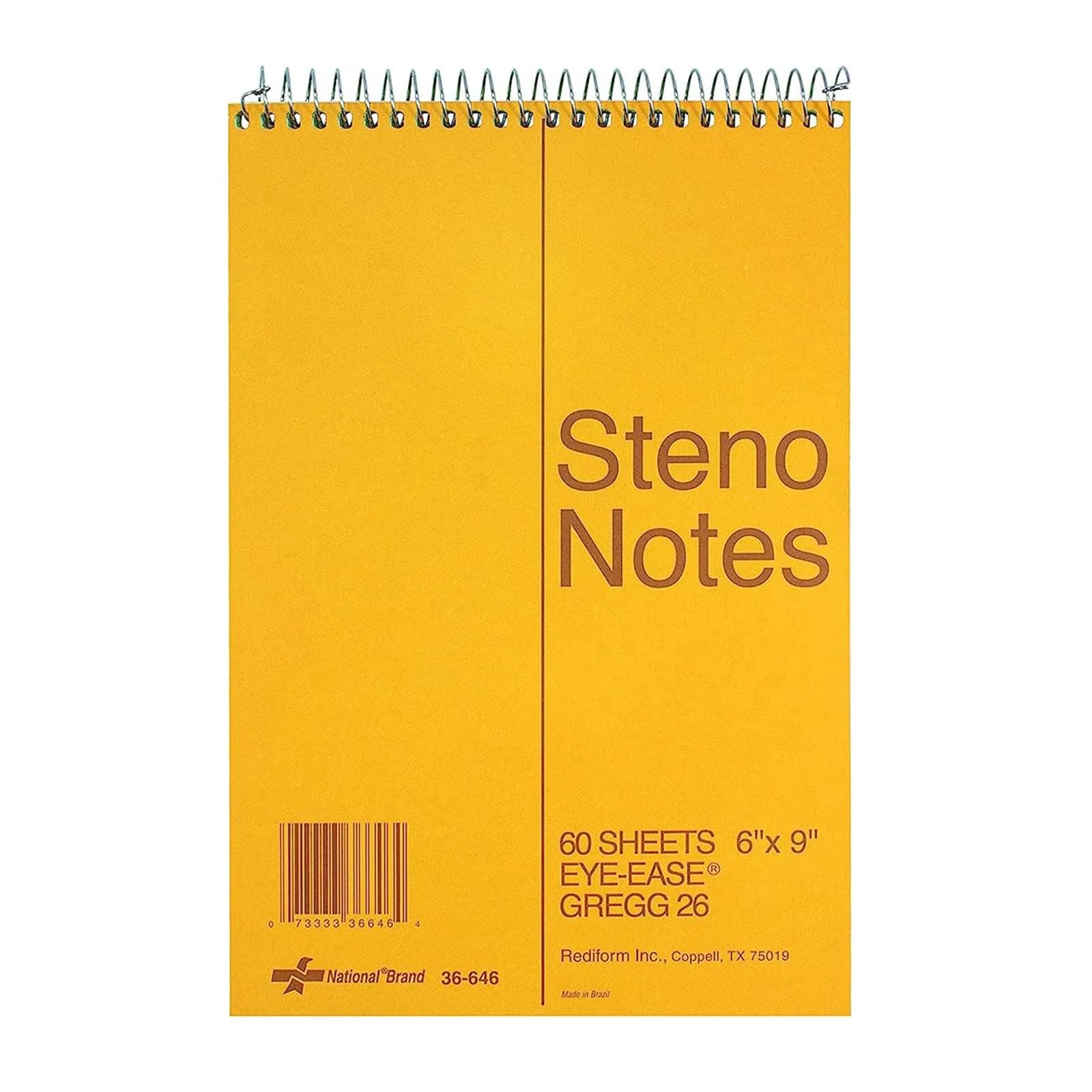 National Steno Notebook, Gregg-Ruled, Green Eye-Ease Paper, Brown Cover, 6" x 9" | Portable & Eye-Friendly - main product image