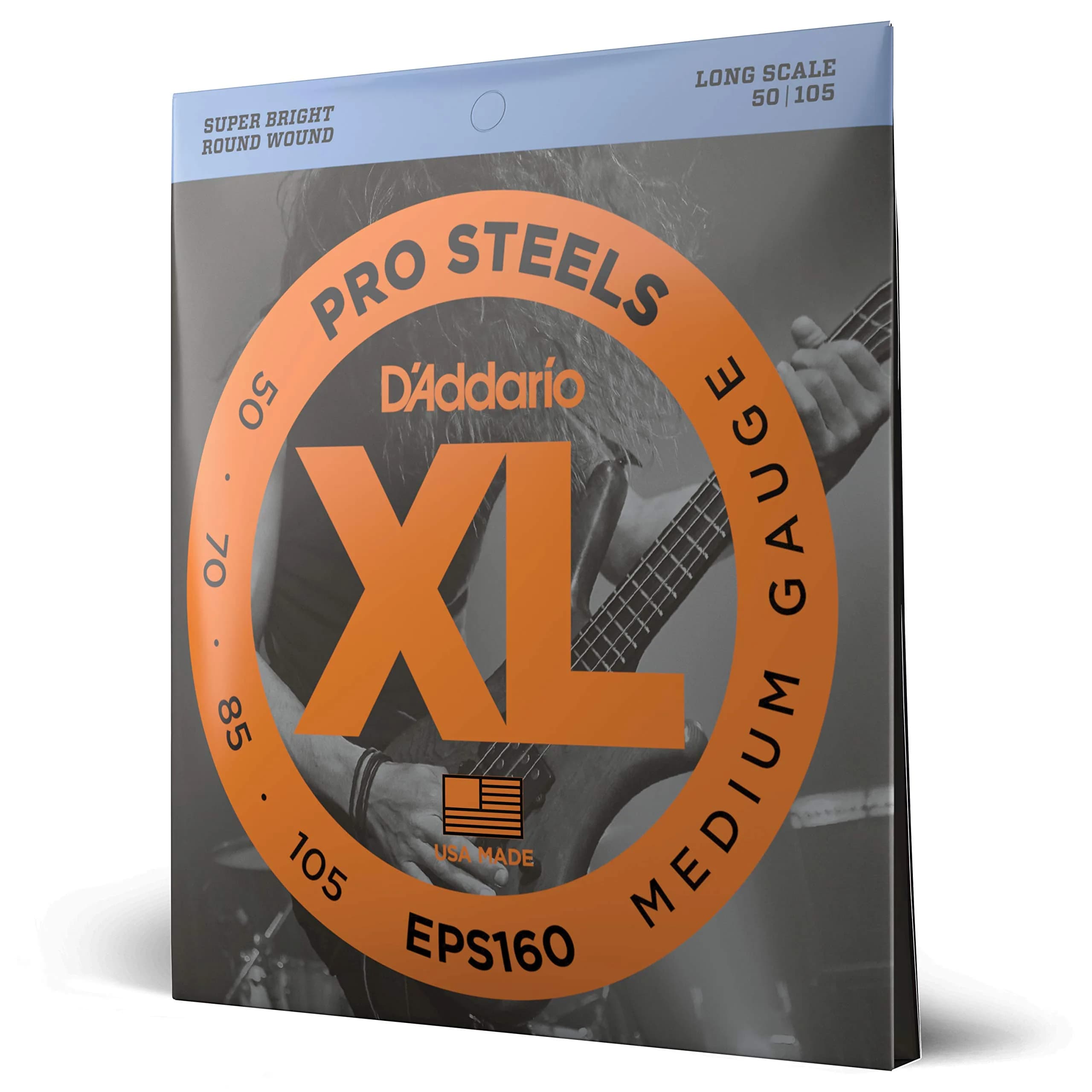 D'Addario XL ProSteels Bass Strings EPS160 Medium 50-105 4-String | Bright Punch & Tight Lows - main product image