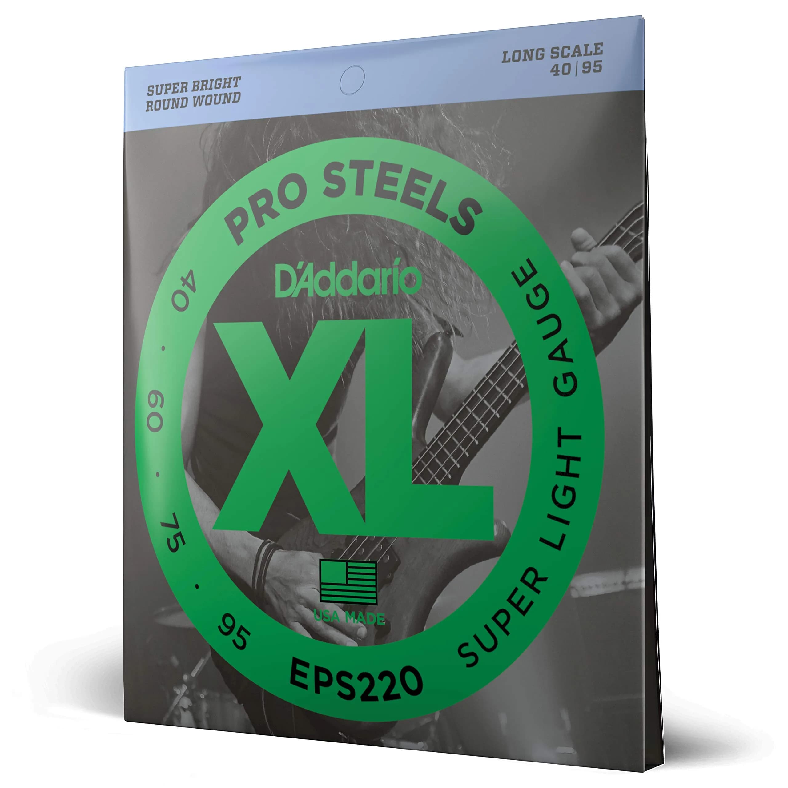 D'Addario XL ProSteels Bass Strings EPS220 Super Light 40-95 (4-String Set) | Bright Punch & Tight Lows — 4-String Set