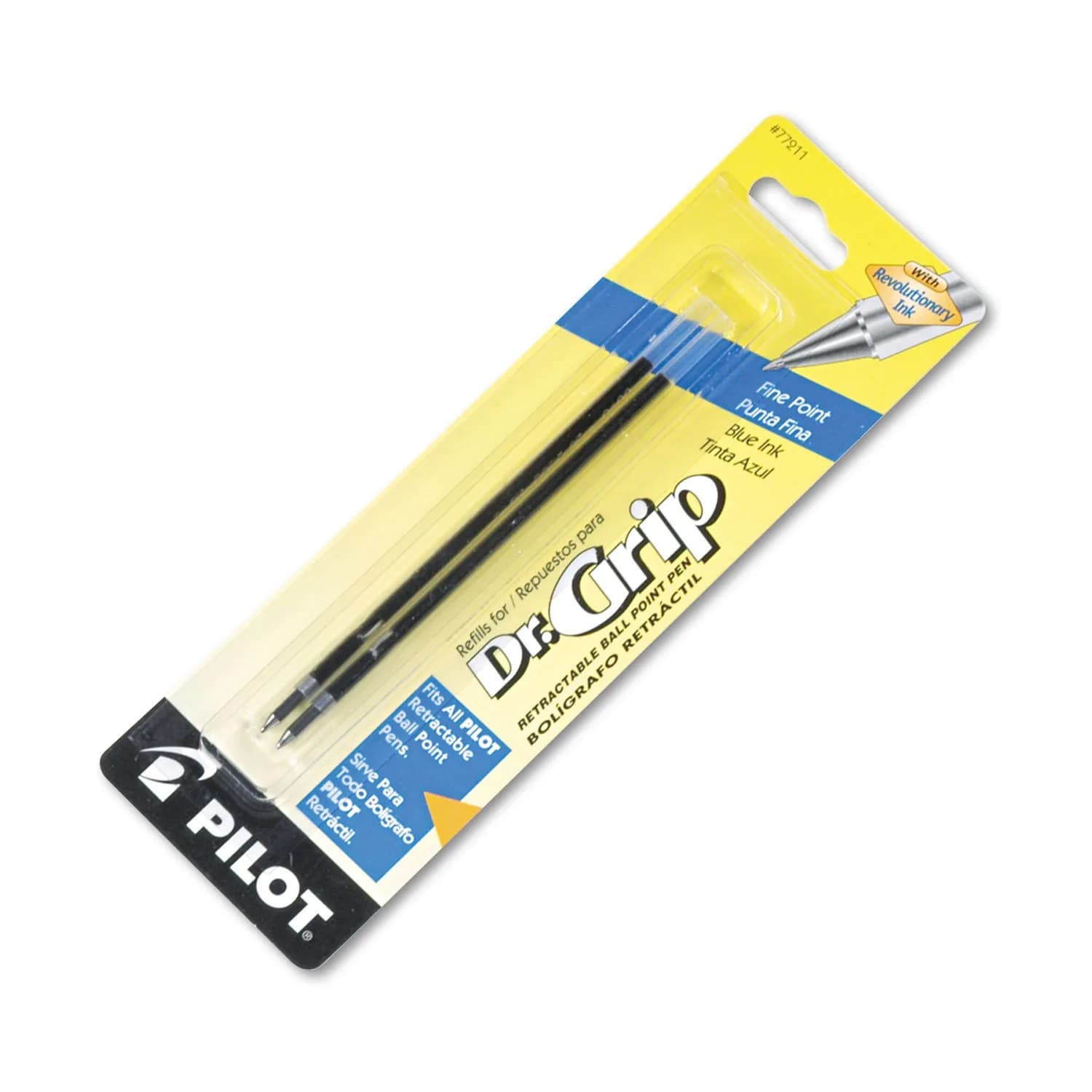 PILOT Dr. Grip Ballpoint Pen Refills Blue Ink, Medium Point (2-Pack, 0.7mm) | Smooth Writing Ergonomic Grip