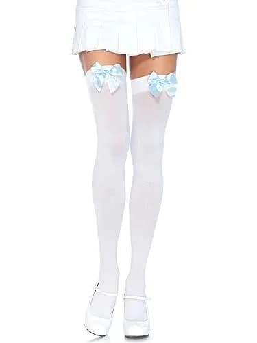 Leg Avenue Satin Bow Accent Thigh Highs One Size | Flirty, Comfortable Hosiery for Costumes & Cosplay thumbnail 1