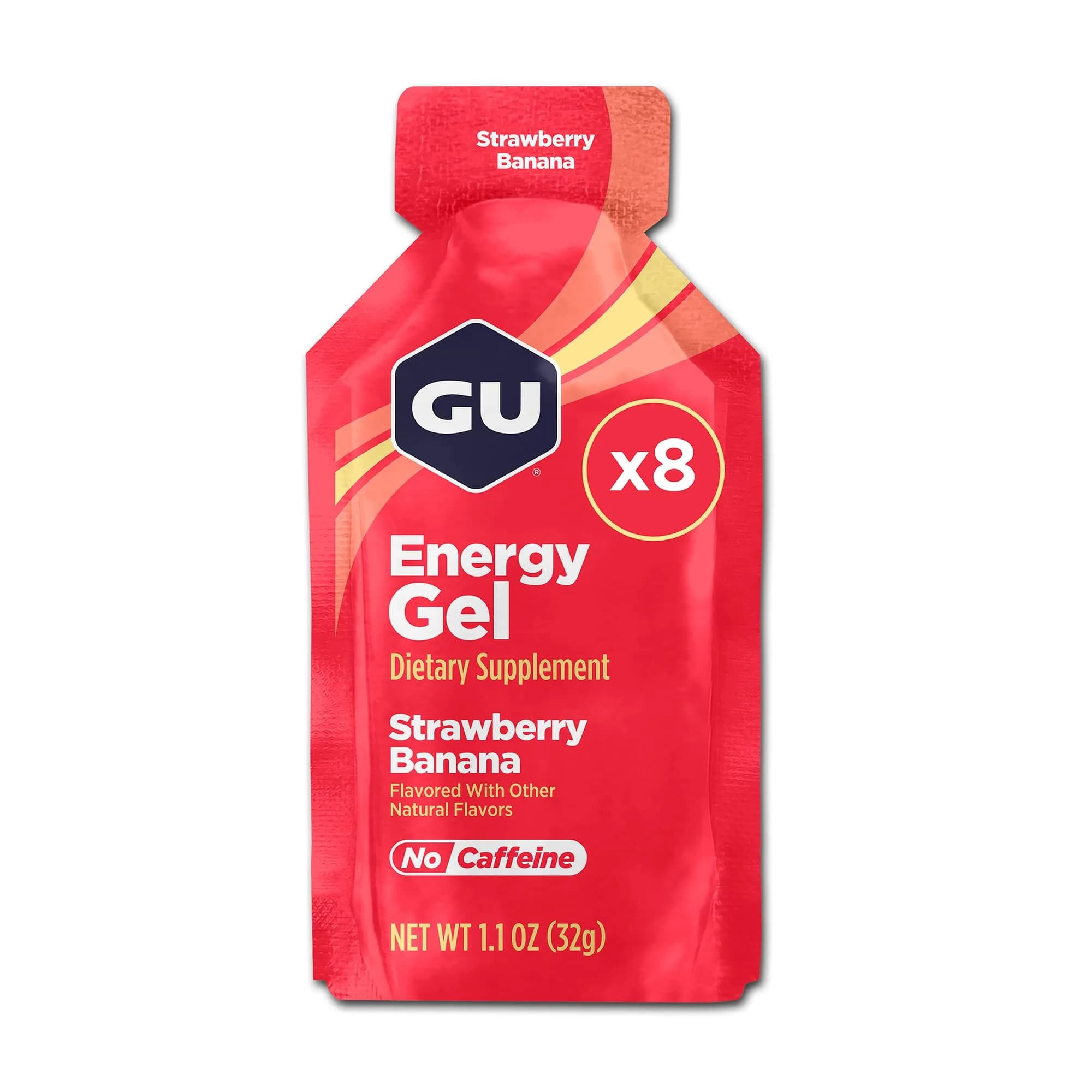 GU Energy Original Sports Nutrition Energy Gel Strawberry Banana 8-Count | Dual Source Energy for Endurance Athletes