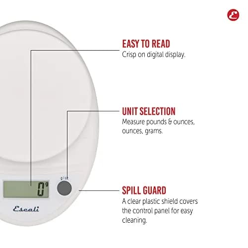 Escali Primo Digital Kitchen Scale White | Precise Weight Measuring & Portion Control (5kg/11lb) thumbnail 3